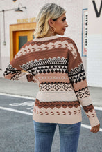 Load image into Gallery viewer, Geometric Dropped Shoulder Round Neck Sweater
