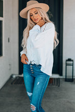 Load image into Gallery viewer, Spliced Lace High-Low Blouse
