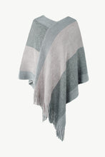 Load image into Gallery viewer, Color Block V-Neck Brushed Poncho
