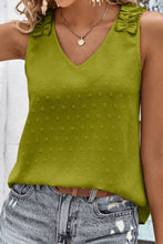 Load image into Gallery viewer, Swiss Dot Shoulder Detail V-Neck Tank
