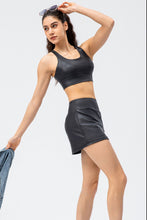 Load image into Gallery viewer, PU Leather Side Slit Athletic Skort
