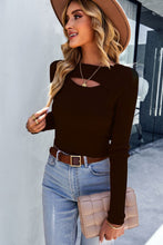 Load image into Gallery viewer, Cutout Long Sleeve Rib-Knit Top
