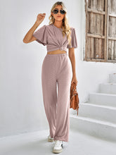 Load image into Gallery viewer, Textured Flutter Sleeve Top and Pants Set
