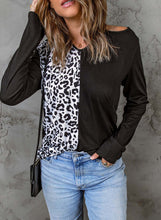 Load image into Gallery viewer, Leopard Color Block Crisscross Back Cold-Shoulder Top
