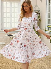 Load image into Gallery viewer, Floral Tie Back Puff Sleeve Dress
