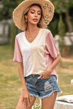 Load image into Gallery viewer, Color Block V Neck Tee
