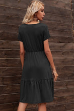 Load image into Gallery viewer, V-Neck Short Sleeve Tiered Dress
