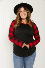 Load image into Gallery viewer, Acting Pro Cabin Weekend Full Size Plaid Contrast Sleeve Top
