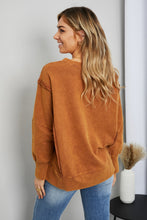 Load image into Gallery viewer, Sew In Love Full Size Exposed Seam Slit Sweatshirt

