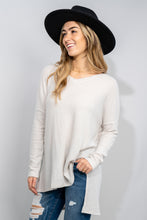 Load image into Gallery viewer, Zenana Full Size Side Slit Drop Shoulder Waffle-Knit Top in Bone
