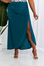 Load image into Gallery viewer, White Birch Full Size Up and Up Ruched Slit Maxi Skirt in Teal

