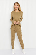 Load image into Gallery viewer, Zenana Comfy and Cozy Full Size Run Lounge Set in Khaki
