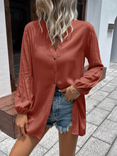 Load image into Gallery viewer, Double Take Notched Neck Balloon Sleeve Shirt
