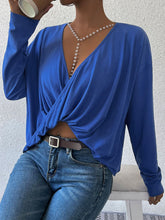 Load image into Gallery viewer, Long Sleeve Twisted Surplice Neck Blouse
