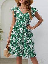 Load image into Gallery viewer, Floral V-Neck Flutter Sleeve Dress

