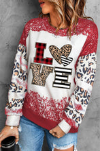 Load image into Gallery viewer, LOVE Plaid Leopard Dropped Shoulder Sweatshirt
