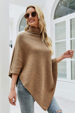 Load image into Gallery viewer, Handkerchief Hem Turtleneck Poncho Sweater
