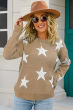 Load image into Gallery viewer, Star Pattern Dropped Shoulder Ribbed Trim Sweater
