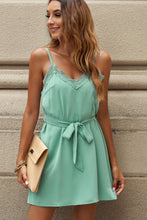 Load image into Gallery viewer, Tie Belt Spaghetti Strap Mini Dress
