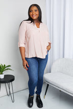 Load image into Gallery viewer, Blu Pepper Full Size Notched Decorative Button Blouse
