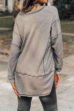 Load image into Gallery viewer, Contrast Waffle-Knit V-Neck Drop Shoulder Top
