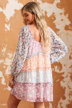 Load image into Gallery viewer, Tiered Floral Blocked Lined Summer Dress
