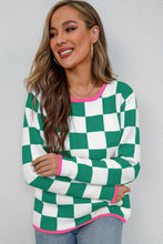 Load image into Gallery viewer, Checkered Round Neck Sweater
