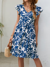 Load image into Gallery viewer, Floral V-Neck Flutter Sleeve Dress
