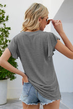 Load image into Gallery viewer, Flutter Sleeve Notched Neck Top
