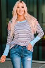 Load image into Gallery viewer, Striped Round Neck Long Raglan Sleeve Tee
