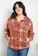 Load image into Gallery viewer, Zenana Pumpkin Spice Full Size Plaid Shacket in Rust
