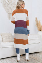 Load image into Gallery viewer, Long Color Block Open Front Pocketed Cardigan
