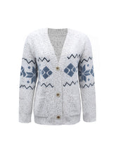 Load image into Gallery viewer, Fair Isle Snowflake Pattern Cardigan with Pockets
