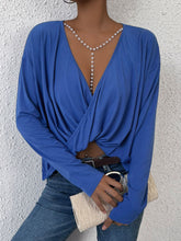 Load image into Gallery viewer, Long Sleeve Twisted Surplice Neck Blouse
