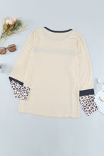Load image into Gallery viewer, Plus Size Leopard Contrast Long Sleeve Top
