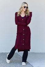 Load image into Gallery viewer, Zenana Autumn Aura Full Size Ribbed Longline Cardigan in Dark Burgundy
