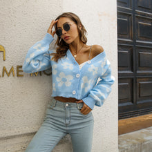 Load image into Gallery viewer, Floral Button Down Cropped Cardigan
