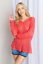 Load image into Gallery viewer, Zenana V-Neck Dropped Shoulder Slit Top in Ruby
