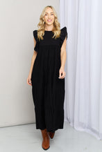 Load image into Gallery viewer, Zenana Flutter Sleeve Tiered Dress in Black
