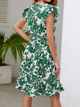 Load image into Gallery viewer, Floral V-Neck Flutter Sleeve Dress
