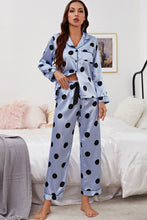 Load image into Gallery viewer, Satin Button-Up Lapel Collar Top and Pants Pajama Set
