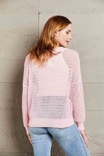 Load image into Gallery viewer, Double Take Openwork Round Neck Dropped Shoulder Knit Top
