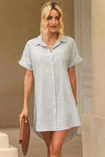Load image into Gallery viewer, Full Size Striped Short Sleeve Shirt Dress
