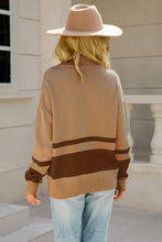 Load image into Gallery viewer, Striped Half-Zip Collared Sweater
