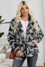Load image into Gallery viewer, Printed Button Detail Teddy Jacket with Pockets

