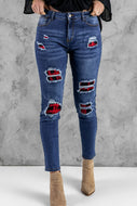 Patchwork Skinny Jeans with Pockets DIBS PATCHWORK