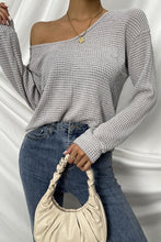 Load image into Gallery viewer, Waffle-Knit V-Neck Drop Shoulder Top
