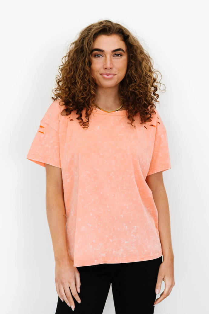 BiBi Friday Nights Mineral Wash Distressed Tee