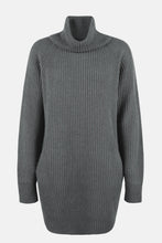 Load image into Gallery viewer, Turtleneck Raglan Sleeve Rib-Knit Dress with Pockets
