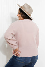 Load image into Gallery viewer, Heimish Losing Track Full Size Hem Detail Rib-Knit Sweater in Blush
